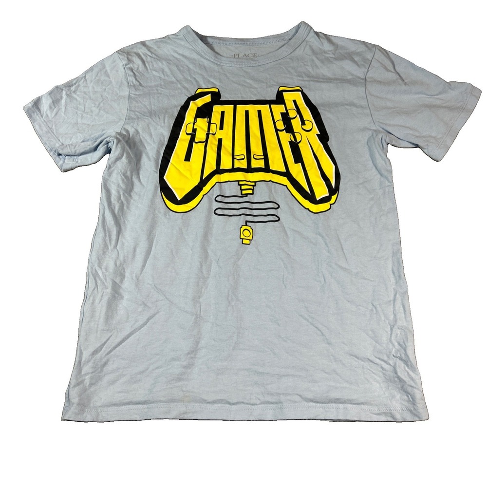 Childrens Place Boys Gamer Graphic T Shirt Blue Size L 10/12 Short Sleeve